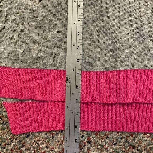 “POW” Graphic Print Gray Pink Yellow Lightweight Crewneck Sweater Size Medium - Picture 10 of 10